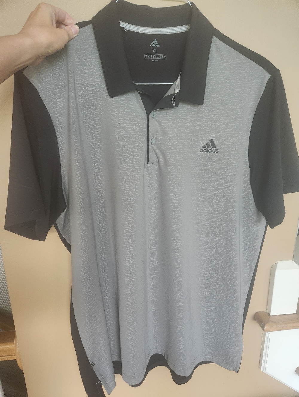 Adidas Grey and Black Short-Sleeve Golf Polo‎ XL